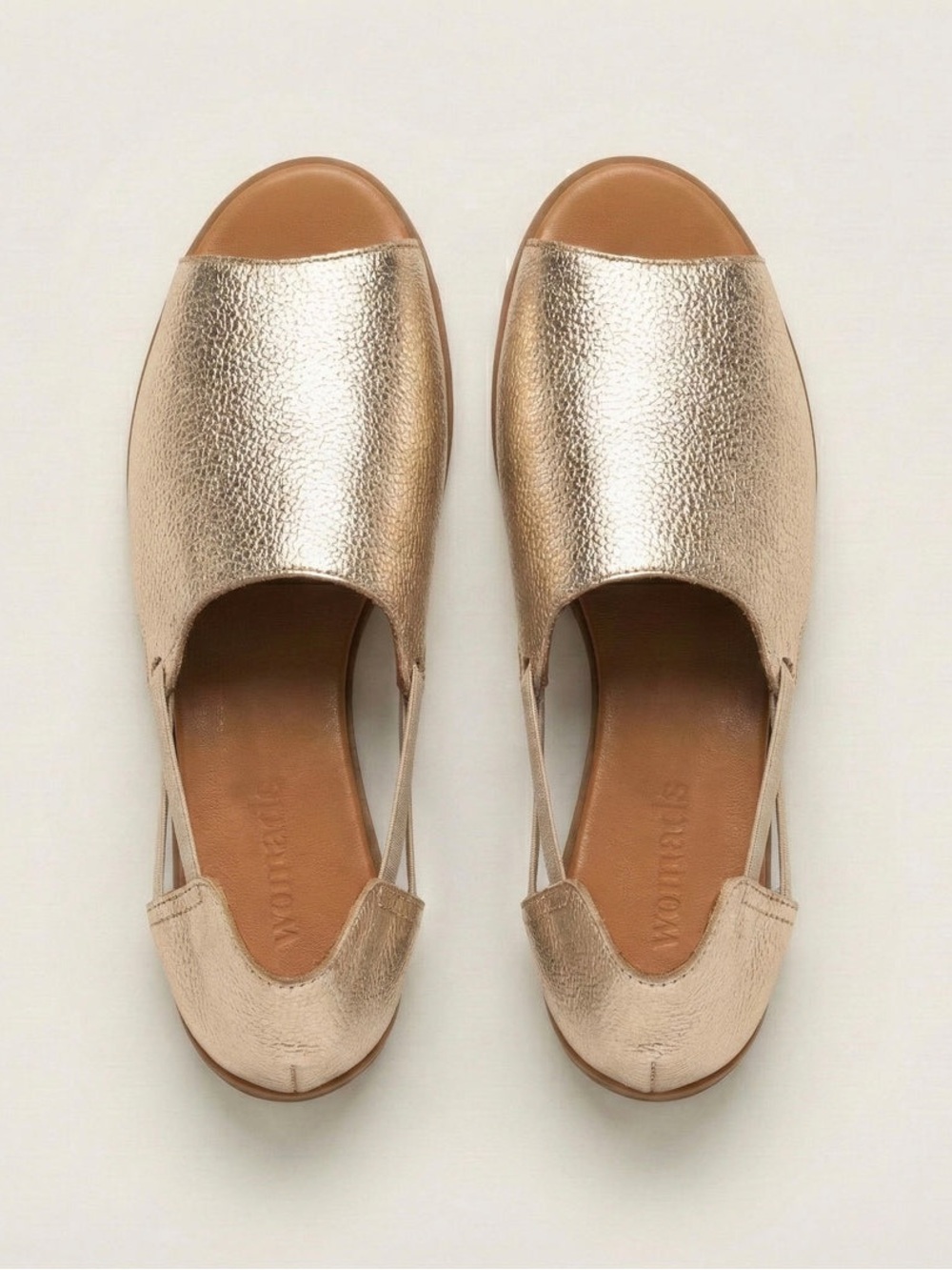 Womads Brilliant Gold Peep Toes size 8